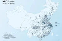 Peta jaringan pengisian daya Nio dan stasiun rewinding baterai di Cina. Foto oleh Nio.